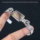 Valentines Sale Sterling Silver Natural Multi Fluorite Flower Bangle Bracelet