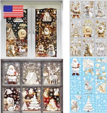 367 PCS Christmas Window Clings Big Golden Santa Claus Windows Stickers, Navidad