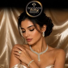 Women Crystal Jewelry Set Necklace Earrings Ring Bracelet Wedding Party