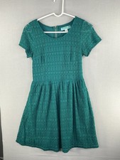 Aina Be Women’s Teal Lace Fit Flare Dress Small 14x33 Back Zip