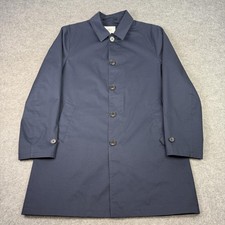 Marks & Spencer Coat Mens Large Navy Trench Long Overcoat Lined Smart Casual