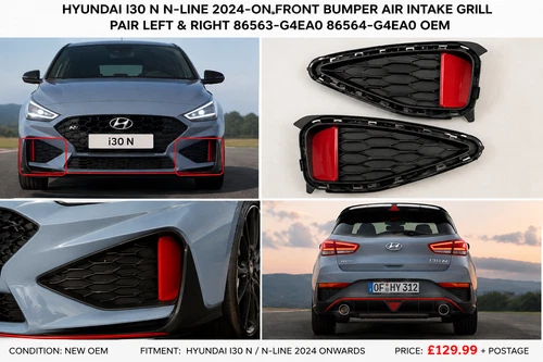 HYUNDAI I30 N 2024-ON FRONT L+R AIR INTAKE GRILLS 86563/86564-G4EA0 GENUINE