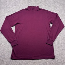 Lands' End VTG Mock Neck Shirt Made in USA Burgundy Long Sleeve Cotton Mens L