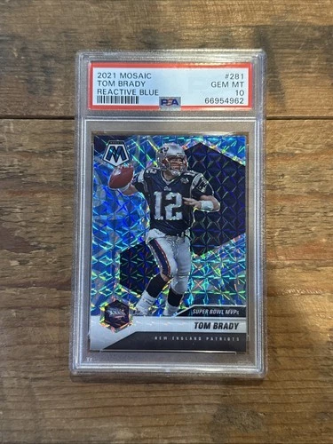 2021 Panini Mosaic #281 Tom Brady REACTIVE BLUE PSA 10 GEM MINT