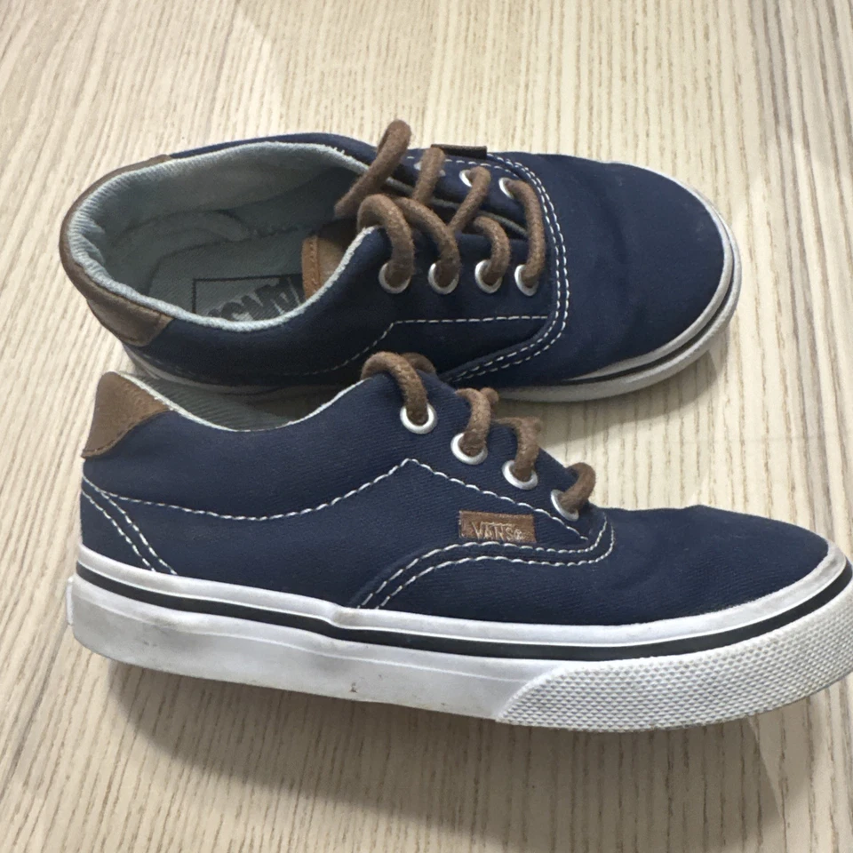 Zapatillas bajas VANS Off The Wall para niños pequeños US8 azul marino blanco Foto 3 de 4