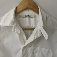 Kapital Capital L/S Cotton Double Buttoned Shirt White Chin Strap Size 1