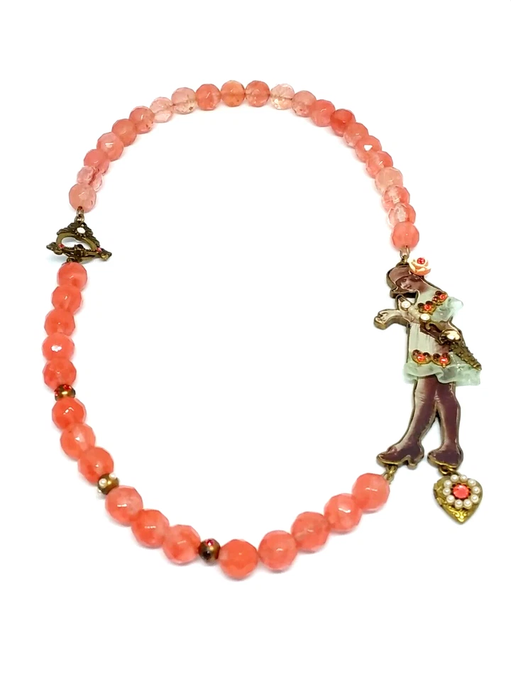 Precioso Collar Michal Negrin Piedra Cuarzo Rosa Cristales de Colores Único. Foto 4 de 4