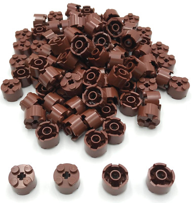Lego 100 New Reddish Brown Bricks Round 2 x 2 with Axle Hole Pieces