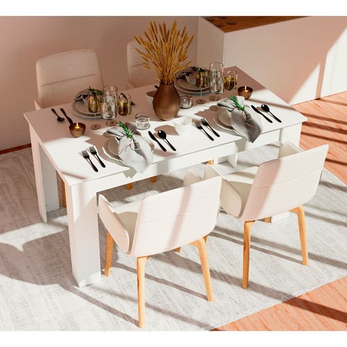 Mesa Comedor Madera, Salón o Cocina para 4-6 Personas 77x140x80cm Diseño Moderno - Imagen 4 de 5