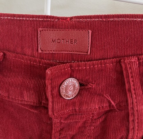 NWT MOTHER THE MIDRISE DAZZLER ANKLE Straight Slim Jeans Garnet Red Cords-25 1 - Picture 5 of 12
