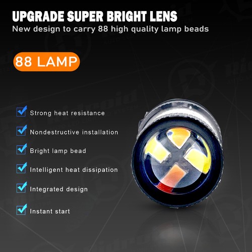 2X 1157 LED White/Amber DRL Switchback Turn Signal Indicator Parking Light Bulbs - Picture 2 of 16