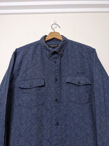 Country Road Patterned Button Up Shirt Mens Large Navy Blue Business Casual - Picture 3 of 9