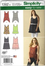 Simplicity Easy-to-Sew Pattern 1362 Misses Loose-fitting Mini Dress or Tunic UC