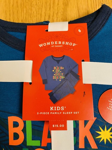 Wondershop Pajamas 2 Piece Set Black Joy Every Season Size 4 New with Tags - Picture 2 of 5