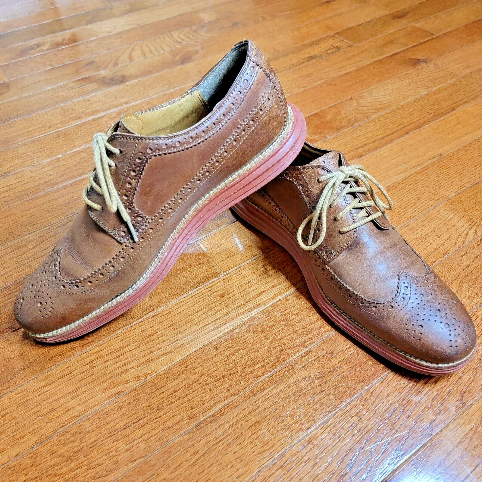 SAOLA Scarpe eleganti Cole Haan Lunargrand da uomo 11 5 m marroni a punta lunga Oxford mattoni rossi
