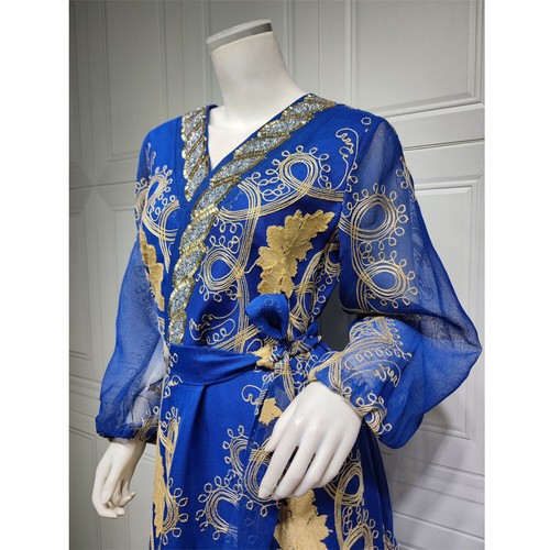 Evening Abaya Women Muslim Maxi Dress Jilbab Islamic Embroidery Kaftan Gown Arab - Bild 36 von 36