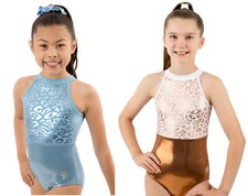 NEW The Cats Meow Light Blue Girls Gymnastics Leotard - Blue or Bronze