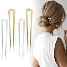 Hair Accessories Hair Fork Bun Maker Hair U Pins Duckbill Clips French Pin 4PCS