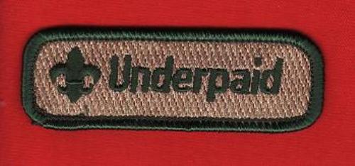 UNDERPAID Spoof Comic Trained Patch Boy Cub Scout Leader Uniform Award - Picture 1 of 2