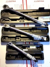 Set of 3  Pro Reversible Click Type Torque Wrench Sizes 1/4", 3/8", 1/2"