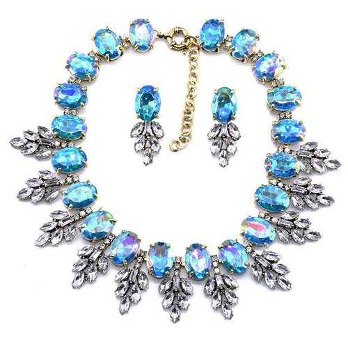 Trozo Cristal Collar Joyería Colgante Moda Fiesta Declaración Mujeres Gargantilla Babero - Imagen 27 de 36