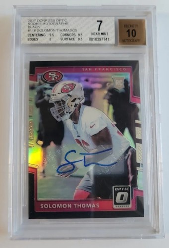 Solomon Thomas 2017 Donruss Optic Black Rookie Auto #16/25 RC BGS 49ers  - Picture 1 of 9