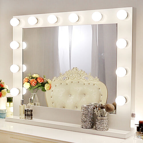 Chende White Hollywood Makeup Vanity Mirror with Light Stage Large Beauty Mirror - Photo 1 sur 10