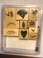Stampin' Up WOOD MOUNTED Rubber MARVELOUS MORNING GLORY Stamp Set NICE