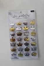 The Paper Studio La Petites Dimensional Stickers 28PC Gold/Silver Crowns Crafts