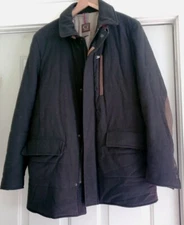 Gimo's Italy Black Quilted Car Coat Elbow Patches - Size 50