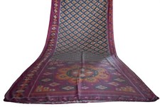 FNC Vintage Saree Indian Gray Woven Ikat Blend Silk Sari Craft Fabric 5YD