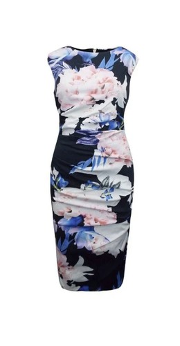COAST Floral Ruched Occassion Bodycon Midi Evening Dress Size 8 RRP £99 - Picture 2 of 4