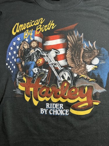 Vintage NOS “American By Birth” Harley Davidson Single Stitch 1983 XL Rare!! - Picture 2 of 12