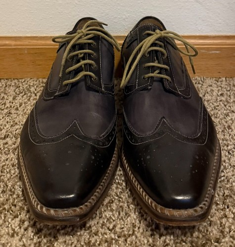 Size 45/12M - Jose Real Florence Men's Wingtip Oxford Jet Black Charcoal Veloce