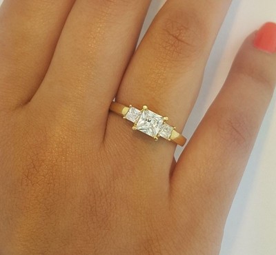 14k Solid Yellow Gold 1.5 CT Princess Cut Diamond Engagement Wedding Ring 14k Solid Yellow Gold 1.5 CT Princess Cut Diamond Engagement Wedding Ring