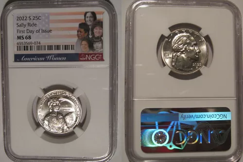 2022 S Sally Ride 25c NGC MS 68 American Women Quarter FIRST DAY of ISSUE
