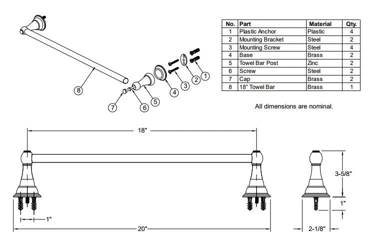 Toallero Premier Wellington 18 pulgadas bronce parisino Foto 2 de 2