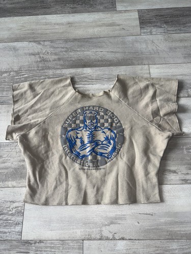 Vtg Bodybuilding Super Hard International Muscle Gym Cropped Sweatshirt OSFA