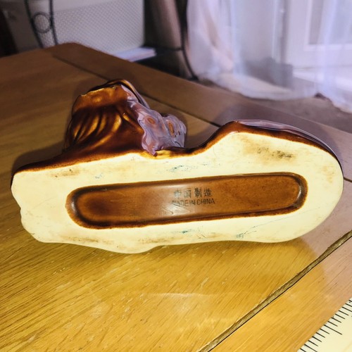 Vintage Ceramic Open Mouth Lion Ashtray Brown Glazed Figurine Retro Mid Cen 1960 - Picture 10 of 12