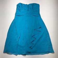 David's Bridal Bridesmaid Dress Womens Size 6 Malibu Blue Strapless Semi Formal