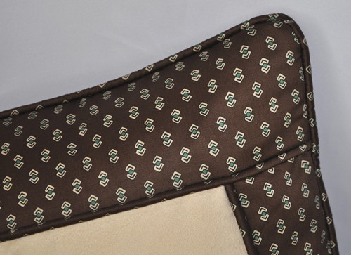 Embroidered Pillow made w Ralph Lauren Modern Driver Brown Foulard Fabric / cord - Picture 3 of 3