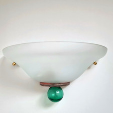 Applique da parete nuova elegante vintage Murano Memphis arte vetro verde rosa Italia