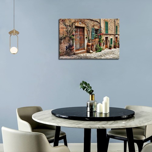 Tuscan Wall Art Italian Streets of Old Mediterranean Canvas Wall Art Painting... - Picture 6 of 9