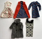 Vintage Barbie Clone Hand Made Mommy Made Clothes Lot, Cotton Dress Velvet Coat,