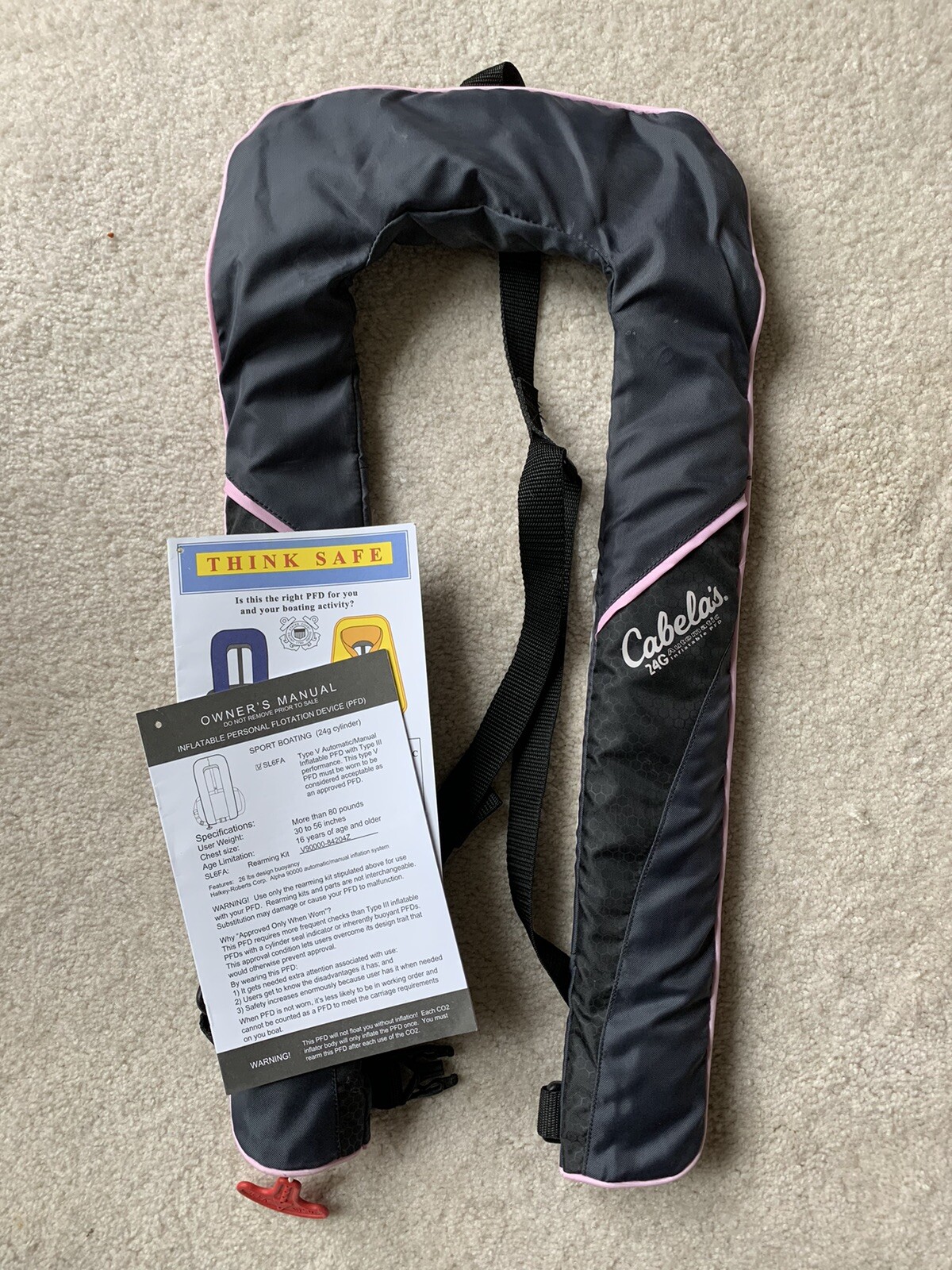 CABELA'S Inflatable V PFD Adult Life Jacket Approved 24G Automatic Life Vest eBay