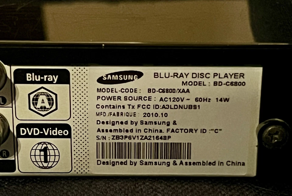 Samsung BD-C6800 1080p 3D Blu-ray Disc Player - With Remote - Image 3 of 3