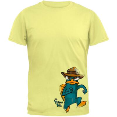 Phineas & Ferb Mens Agent P Chase Your Tail Yellow Shirt NWT XS- 2XL