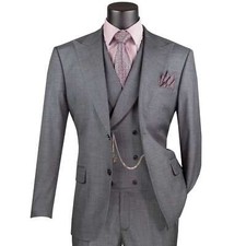 BIG  TALL Men's Charcoal Textured 3pc Modern Fit Suit w/ Adjustable Waist NWT