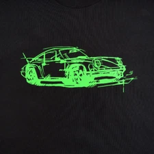 RS CUSTOM ART T-SHIRT BLACK LIZARD GREEN RACE CAR POC PCA SCCA IMSA RSR