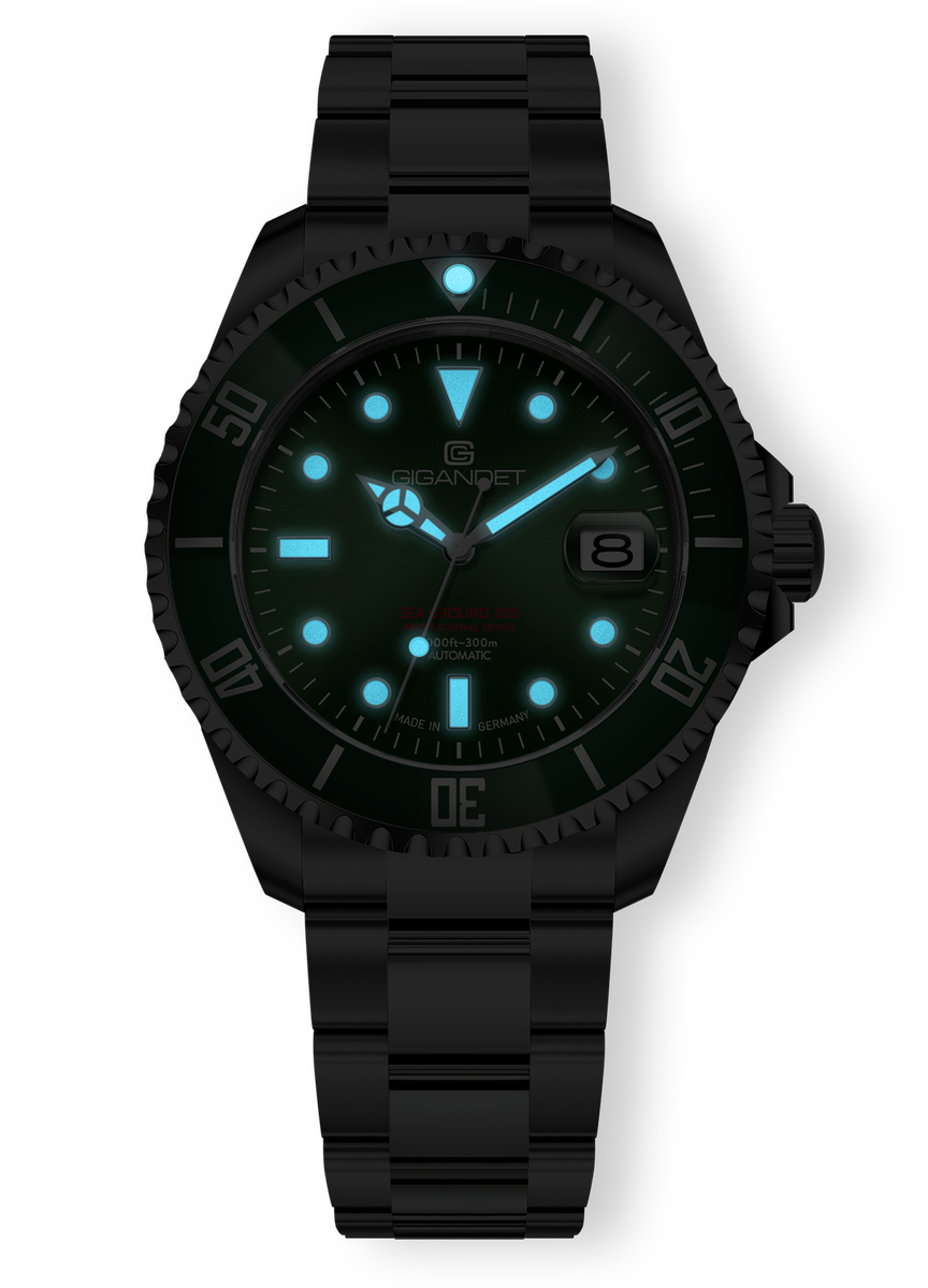 Gigandet Sea Ground Orologio Subacqueo Automatico Uomo 30ATM | Acciaio Inox Nero Verde